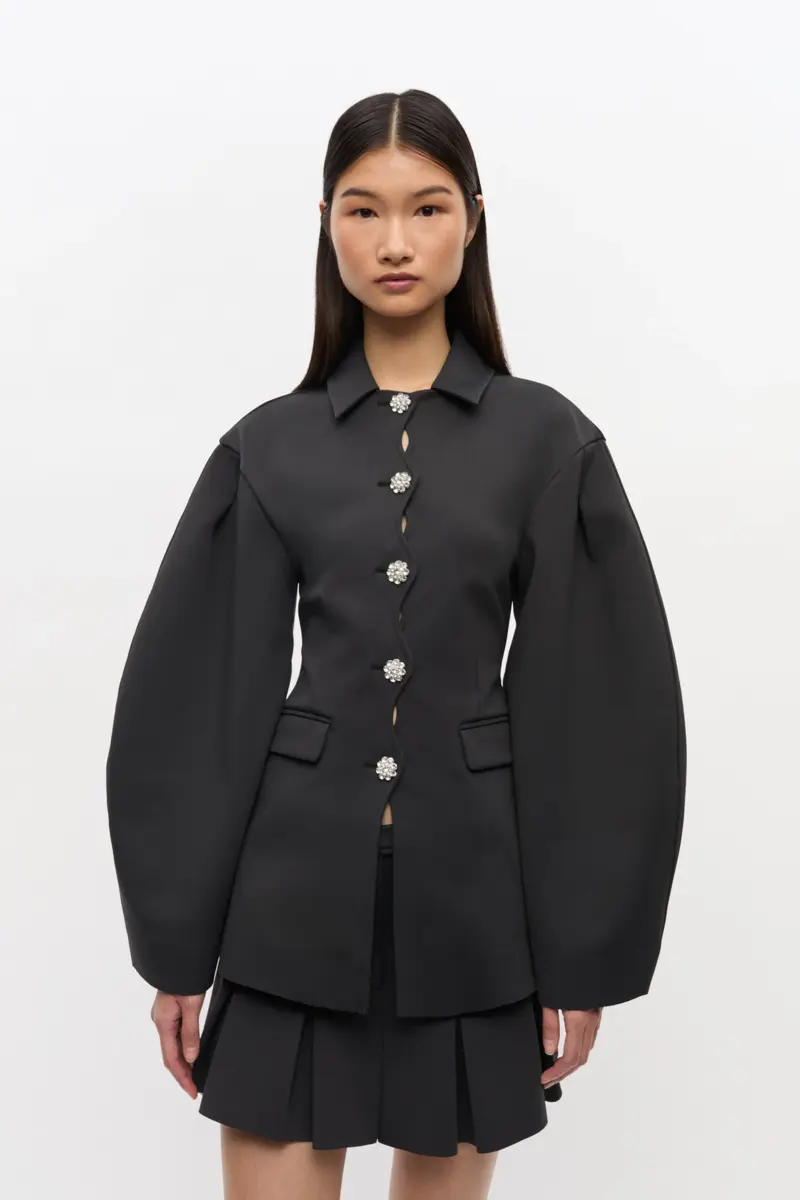 Zwarte gestructureerde blazer