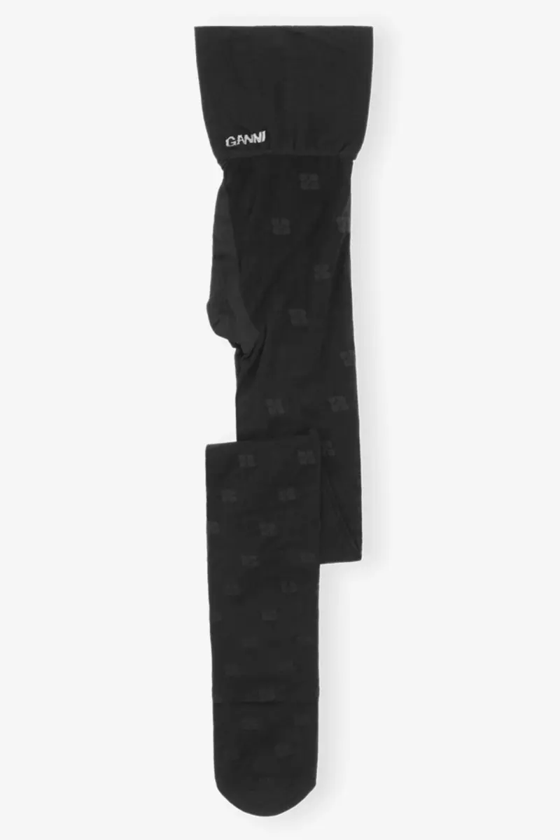 Zwarte kousen met vlinderprint