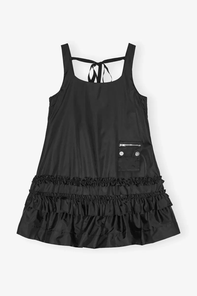 Zwarte mini-jurk van duchesse nylon Zwarte mini-jurk van duchesse nylon