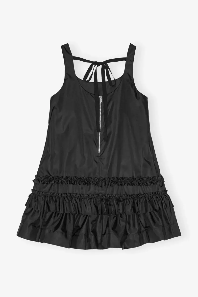 Zwarte mini-jurk van duchesse nylon Zwarte mini-jurk van duchesse nylon